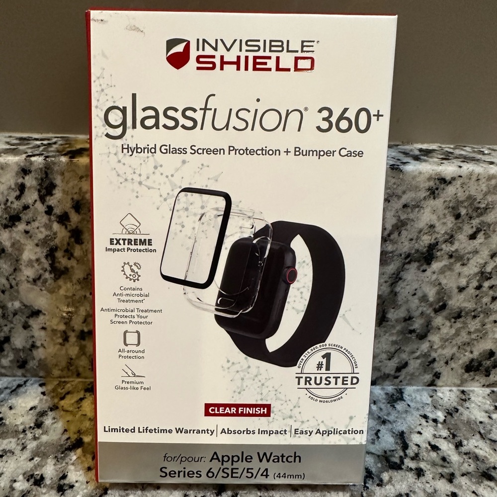 NIB Invisible Shield glassfusion 360 Apple Watch screen protector 44mm